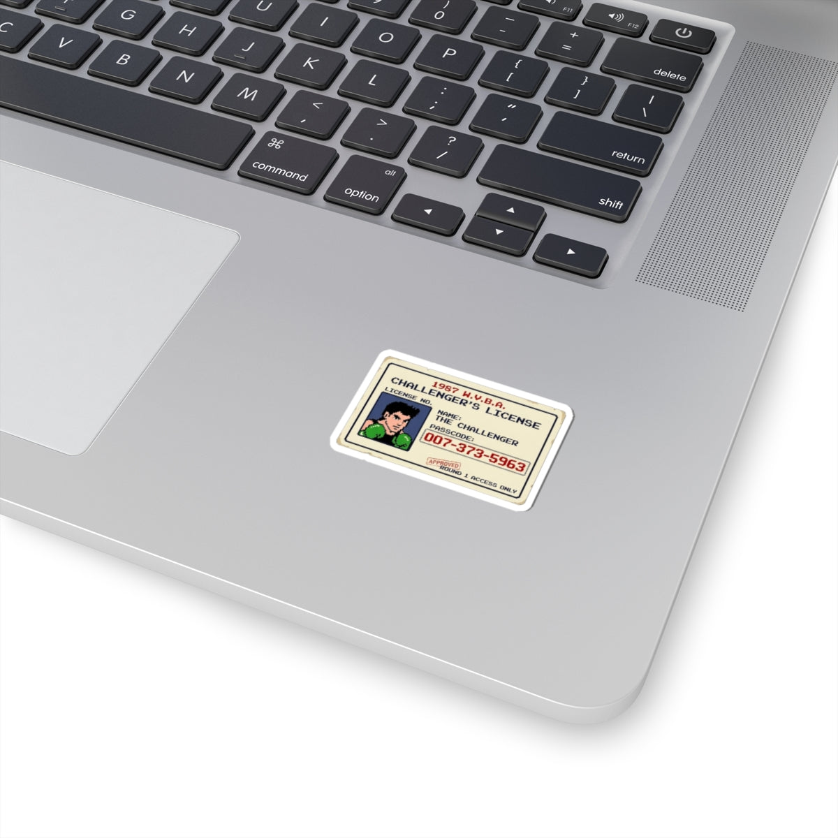 Retro Challenger's License Sticker — 1987 Pixel Boxer ID Kiss-Cut Sticker