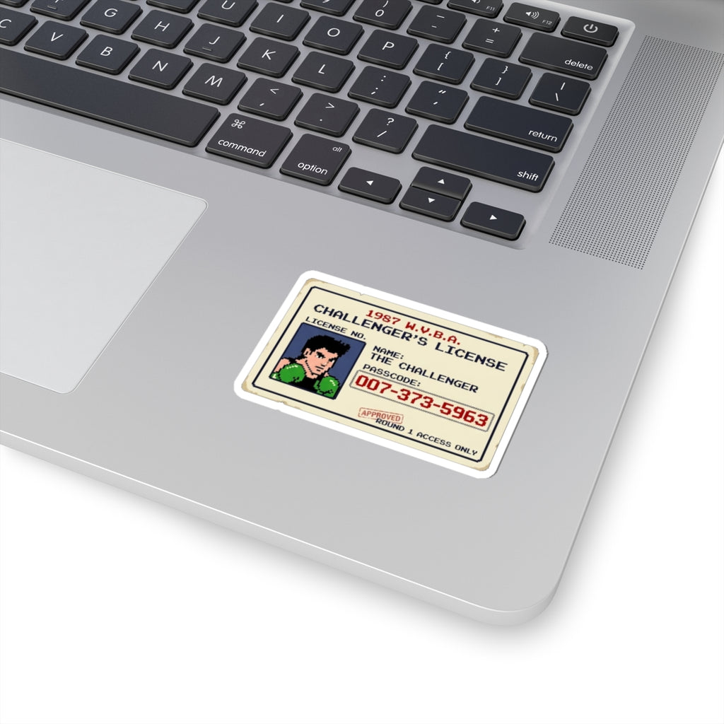 Retro Challenger's License Sticker — 1987 Pixel Boxer ID Kiss-Cut Sticker